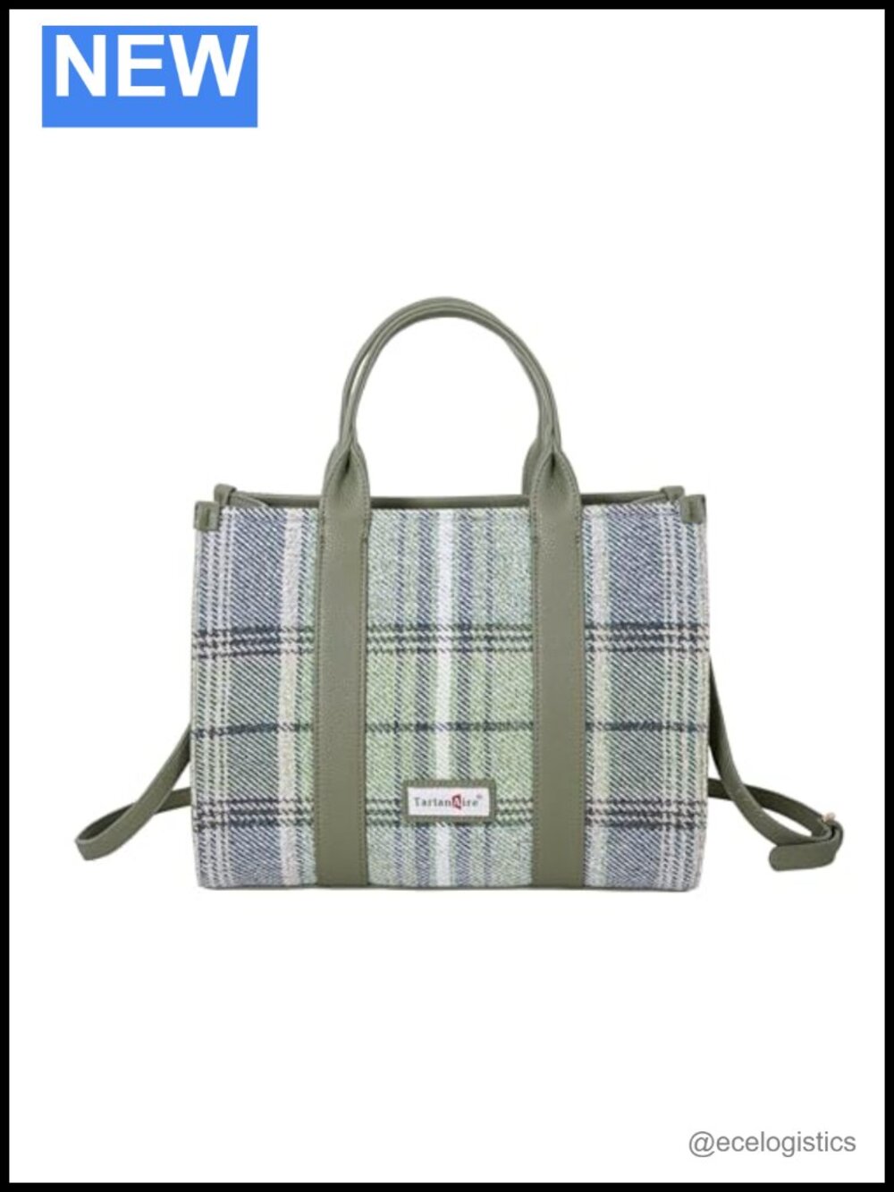 Plaid Satchel Handbag Women's Work Tote Convertible Crossbody Faux Leather